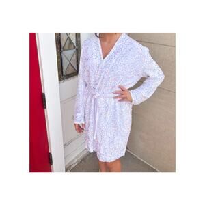 NWT Colors Dress Fully Iridescent Sequined Robe Tie-Waist Bride Wedding One Size